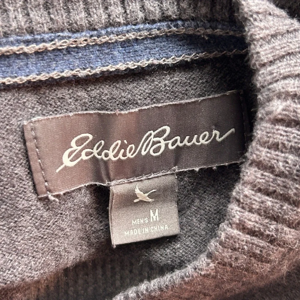 Eddie Bauer Wool‎ Waffle Knit Sweater Gray Medium - Picture 9 of 12